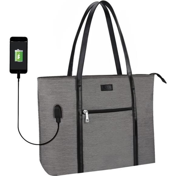 Laptop Tote Bag, Women Work Bag 15.6 Inch Laptop Bag with USB Charging Port - Picture 1 of 6
